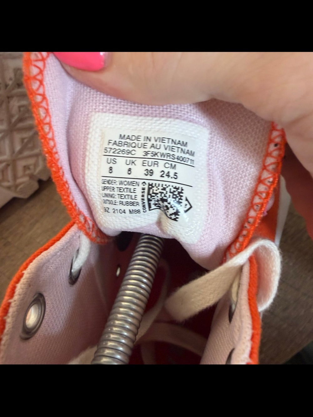 Converse Chuck Taylor Platform Lugged Hi Tops Orange W Sz 8 sneakers trainers - Picture 7 of 8